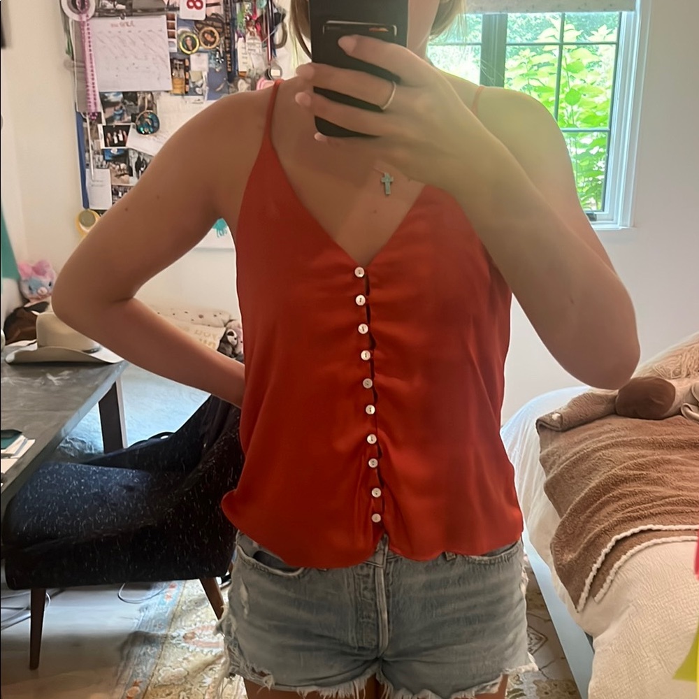 Dolan Red Button-Front Camisole